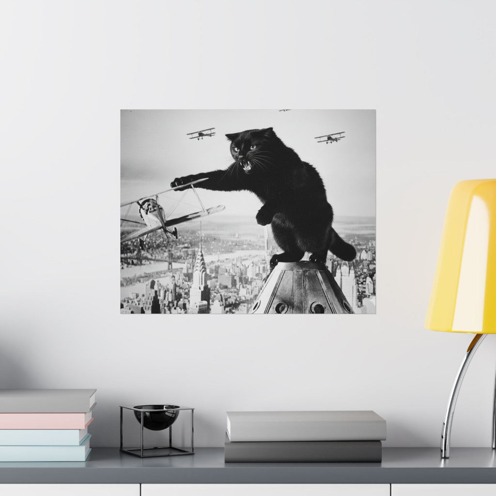 Vintage King Kong Cat Matte Poster — Retro Black Cat Wall Art