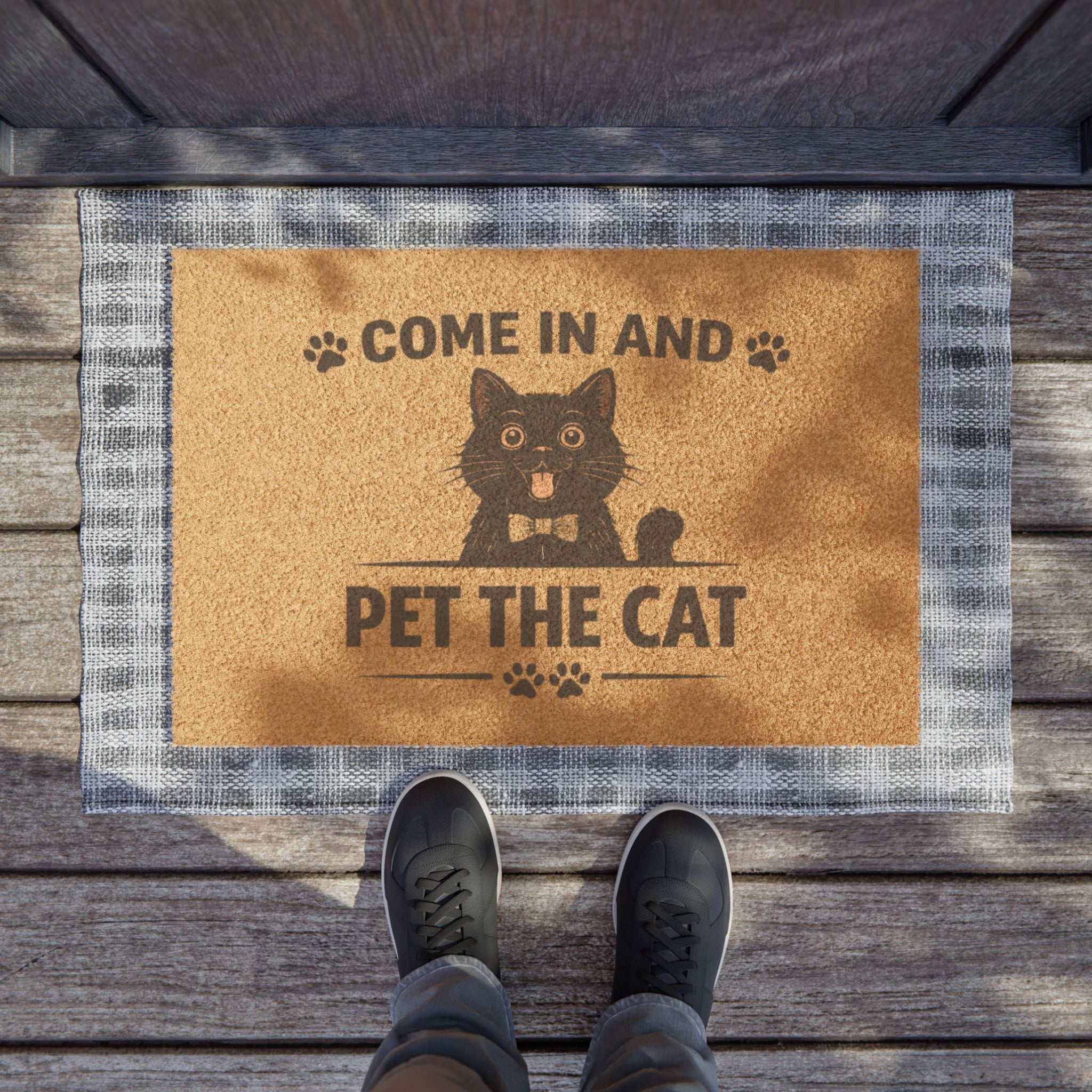 Doormat — "Come In And Pet The Cat" Decorative Coconut Coir Welcome Mat