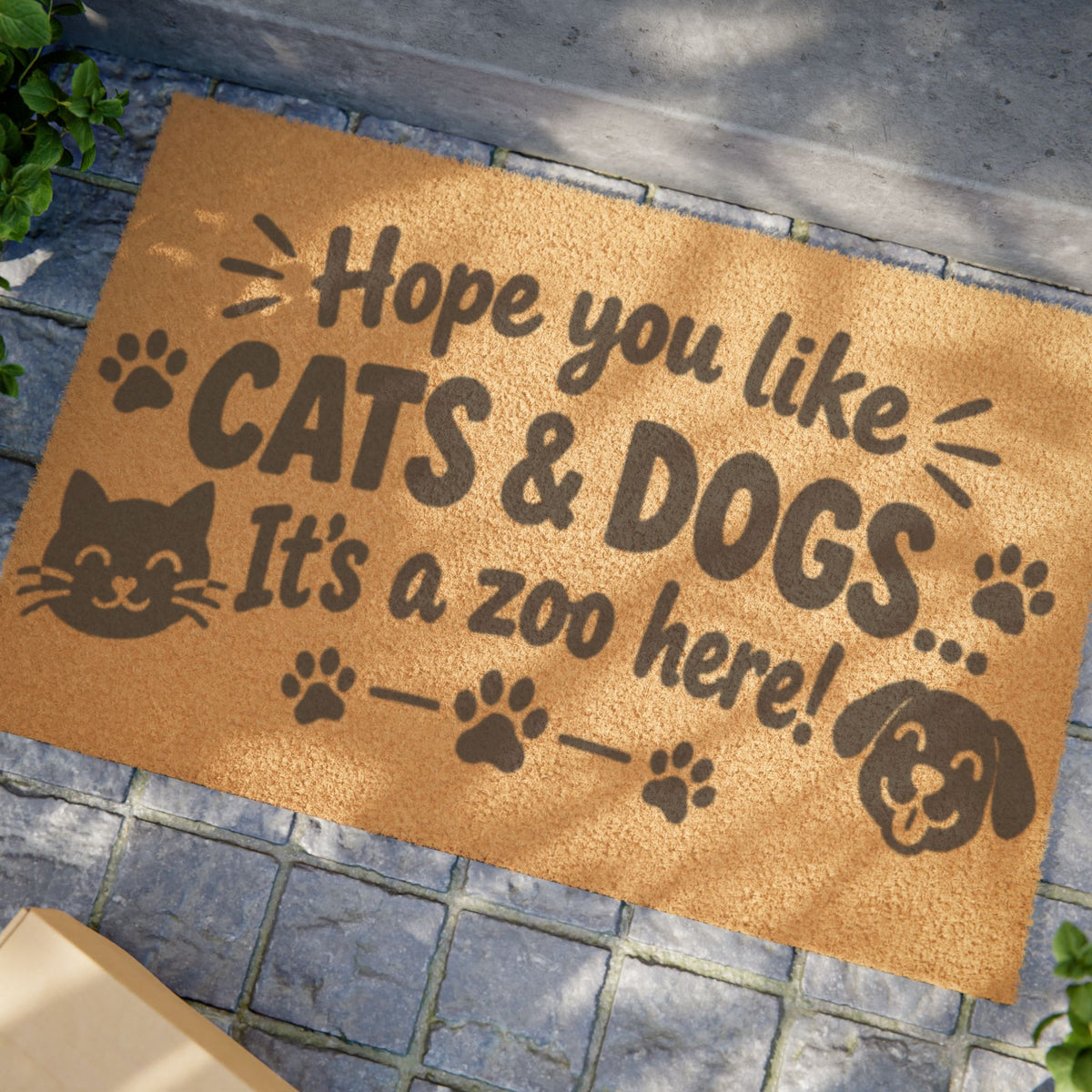 Doormat — "Hope You Like Cats & Dogs, It's a Zoo Here" Pet Welcome Mat
