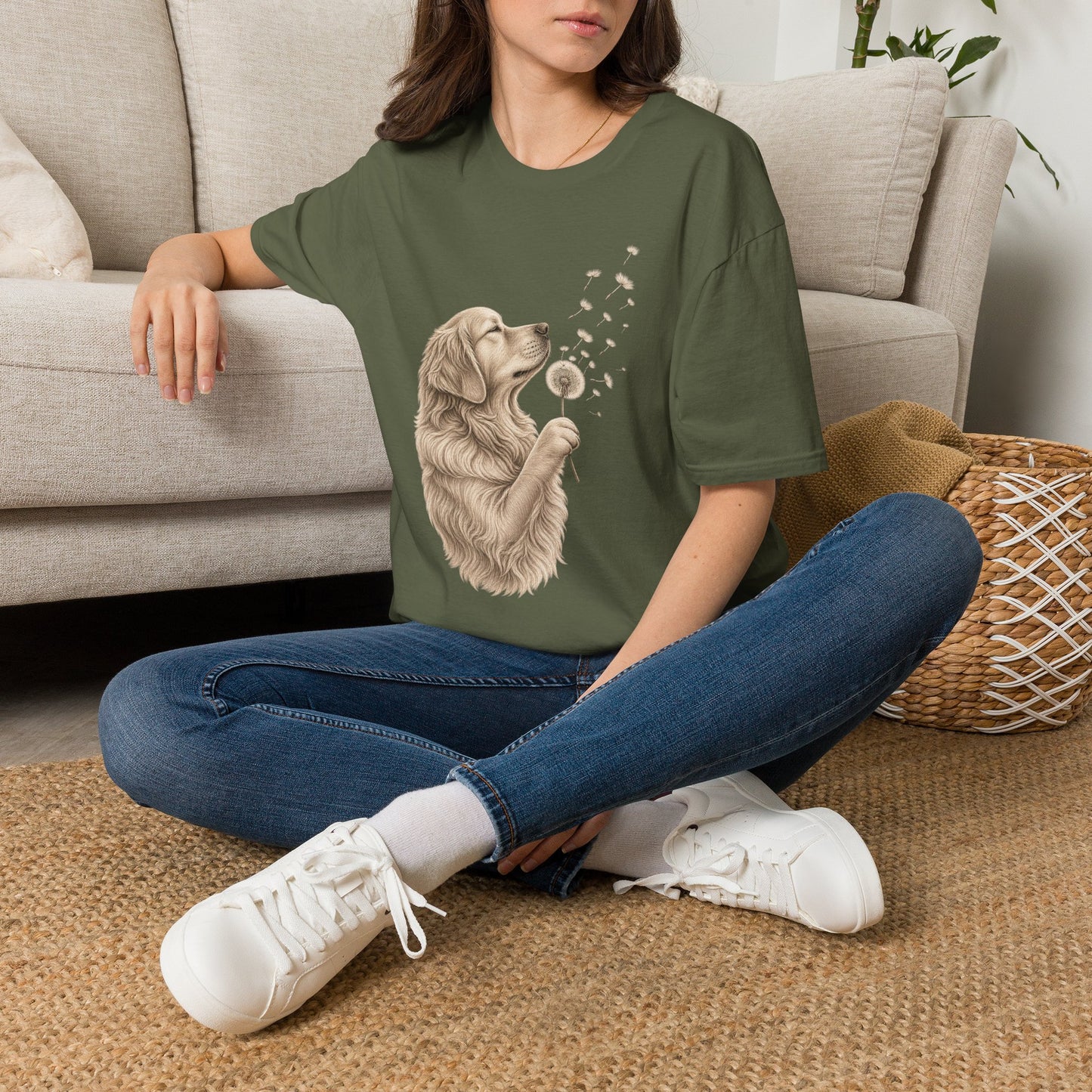 Golden Retriever Dandelion T-Shirt — Cute Dog Floral Tee