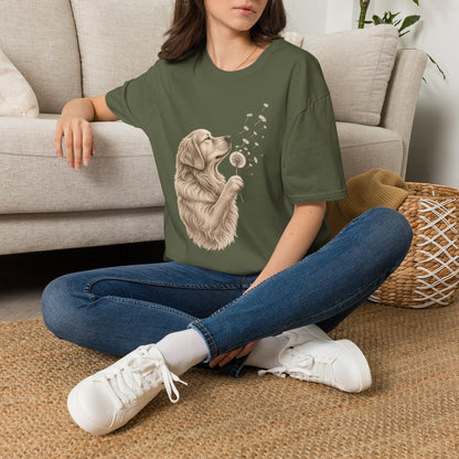Golden Retriever Dandelion T-Shirt — Cute Dog Floral Tee