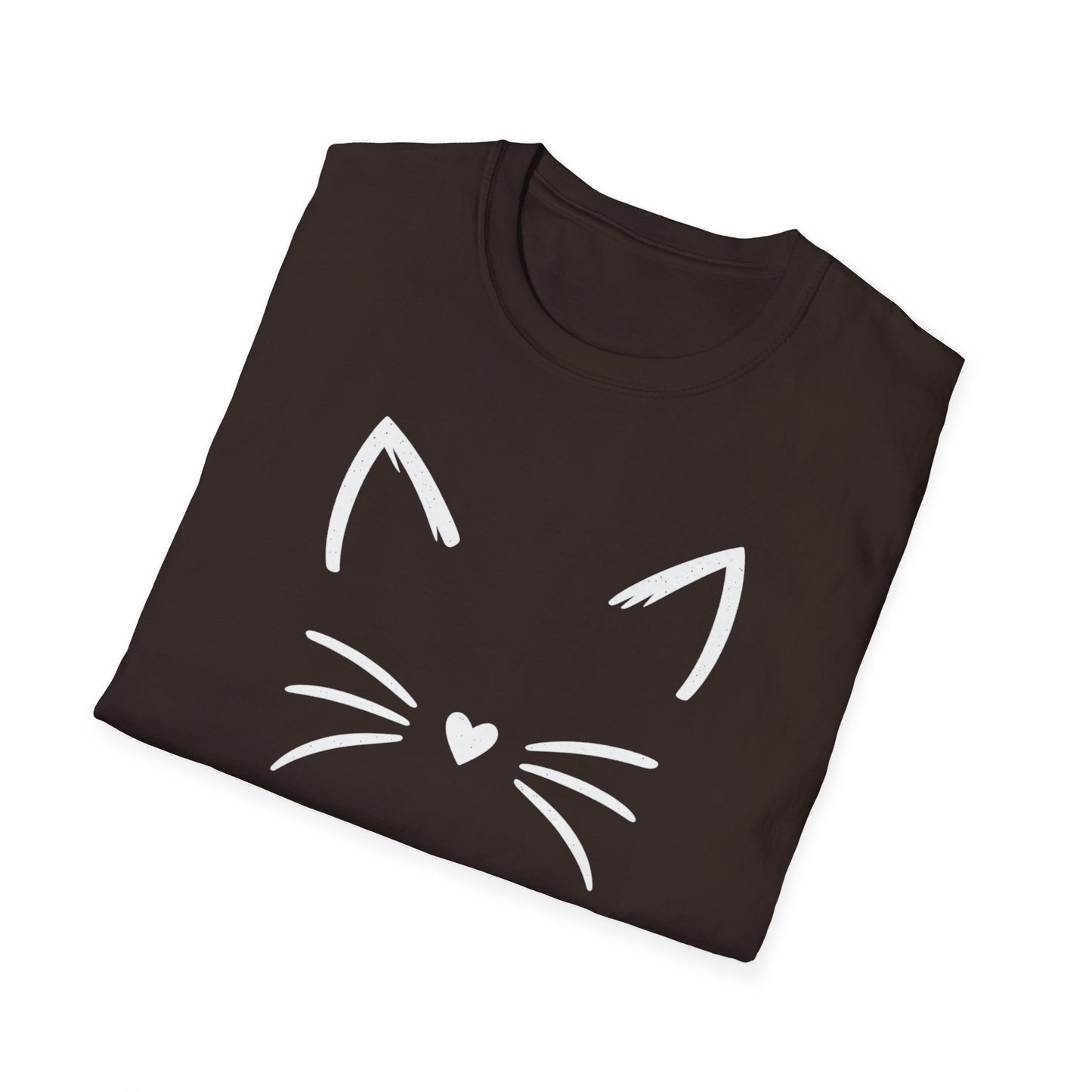 Camiseta con cara de gato y nariz de corazón: una linda camiseta con gráficos minimalistas para amantes de los gatos