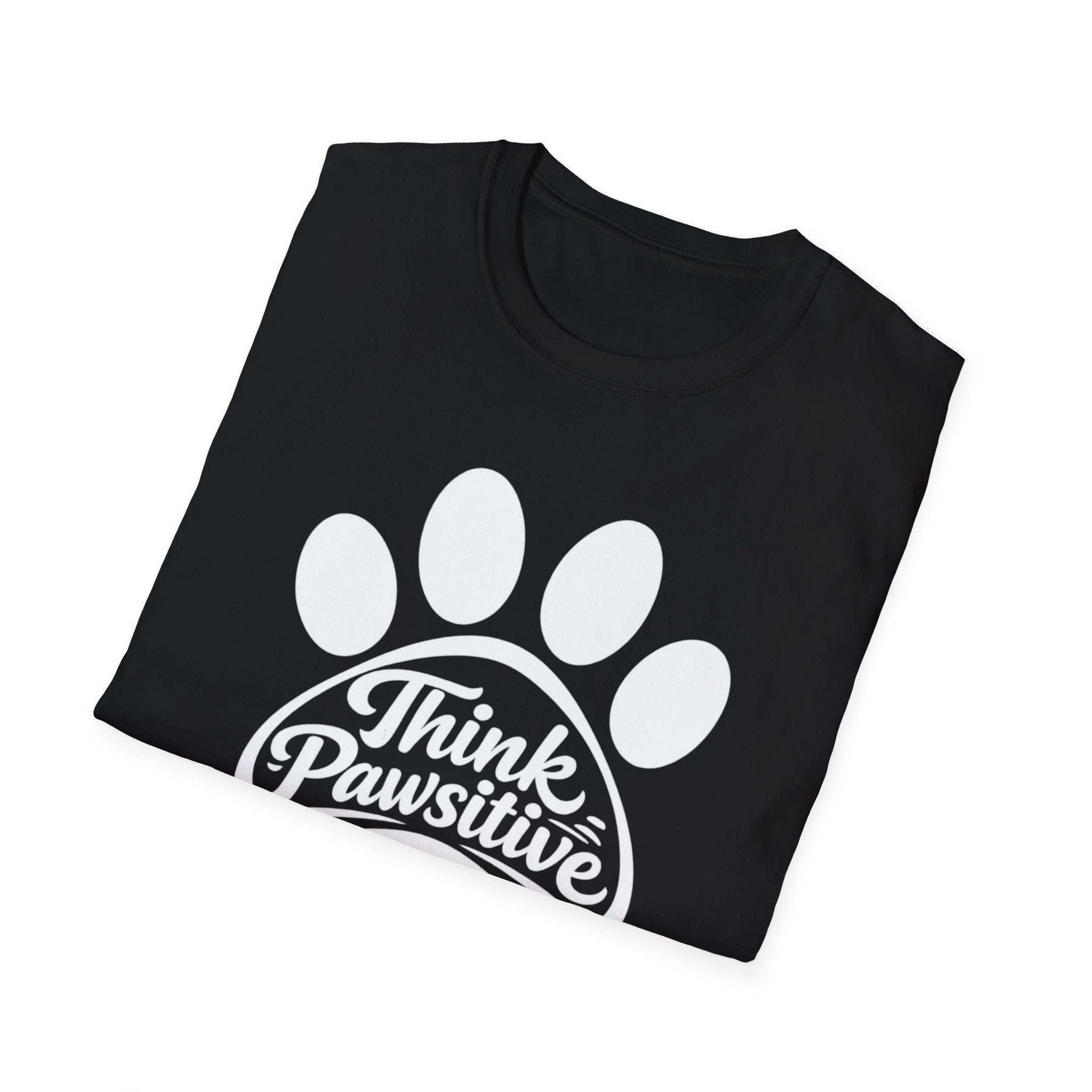 Camiseta con estampado de patas Think Pawsitive — Camiseta positiva para amantes de las mascotas