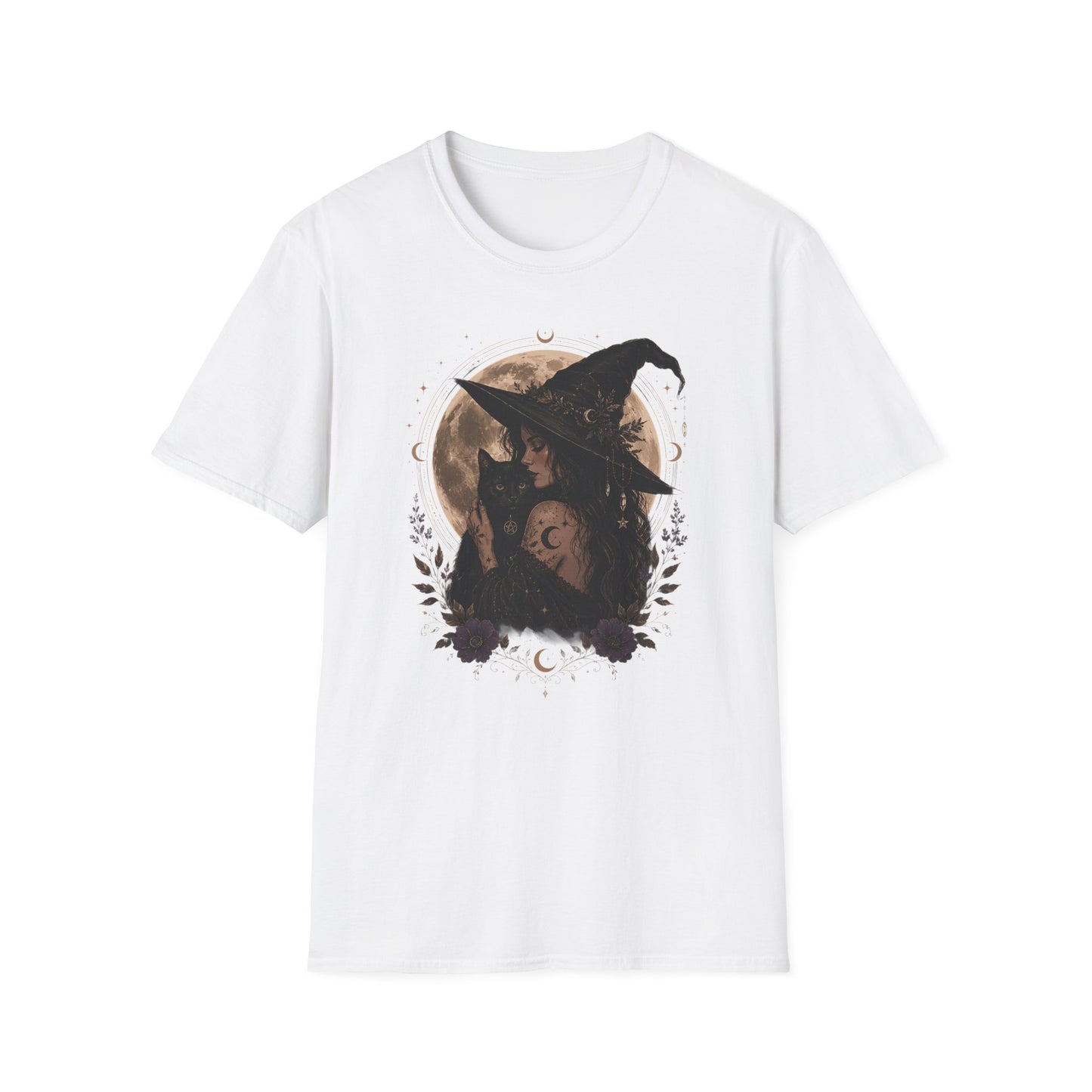 Witch Cat Moon T-Shirt – Gothic Witchcraft Graphic Tee