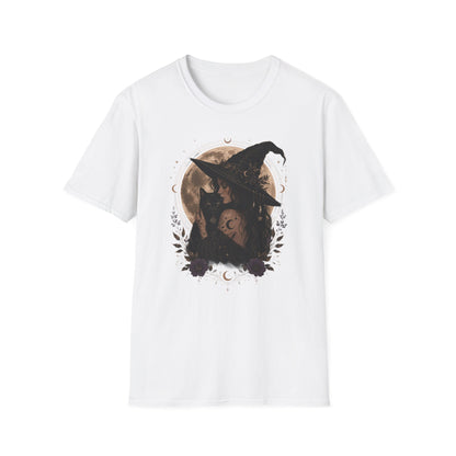 Witch Cat Moon T-Shirt – Gothic Witchcraft Graphic Tee