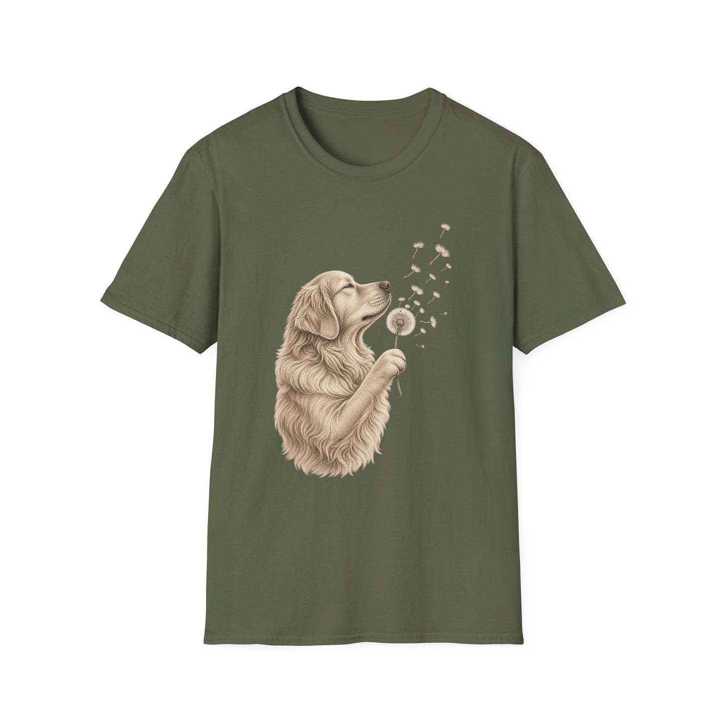 Golden Retriever Dandelion T-Shirt — Cute Dog Floral Tee