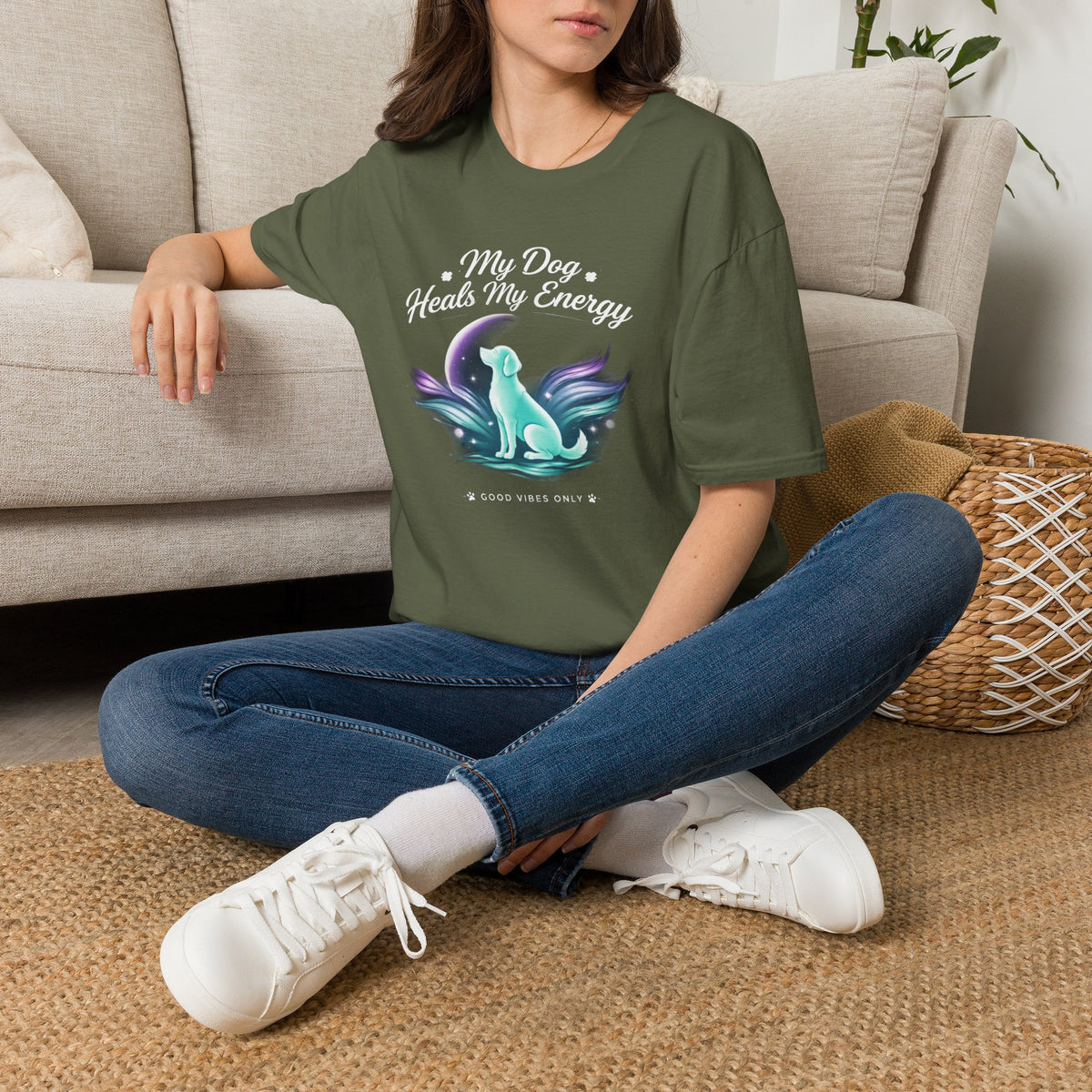 My Dog Heals My Energy T-Shirt — Spiritual Dog Lover Tee