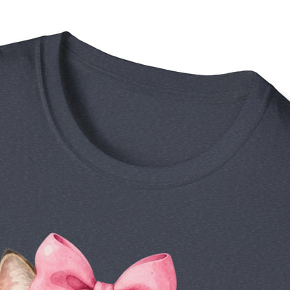 Camiseta de gato adorable: gatito con gafas, lazo rosa y chicle
