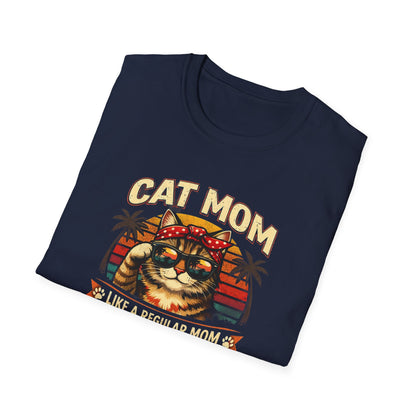 Cat Mom T-Shirt — "Cat Mom Like A Regular Mom But Cooler" Retro Graphic Tee