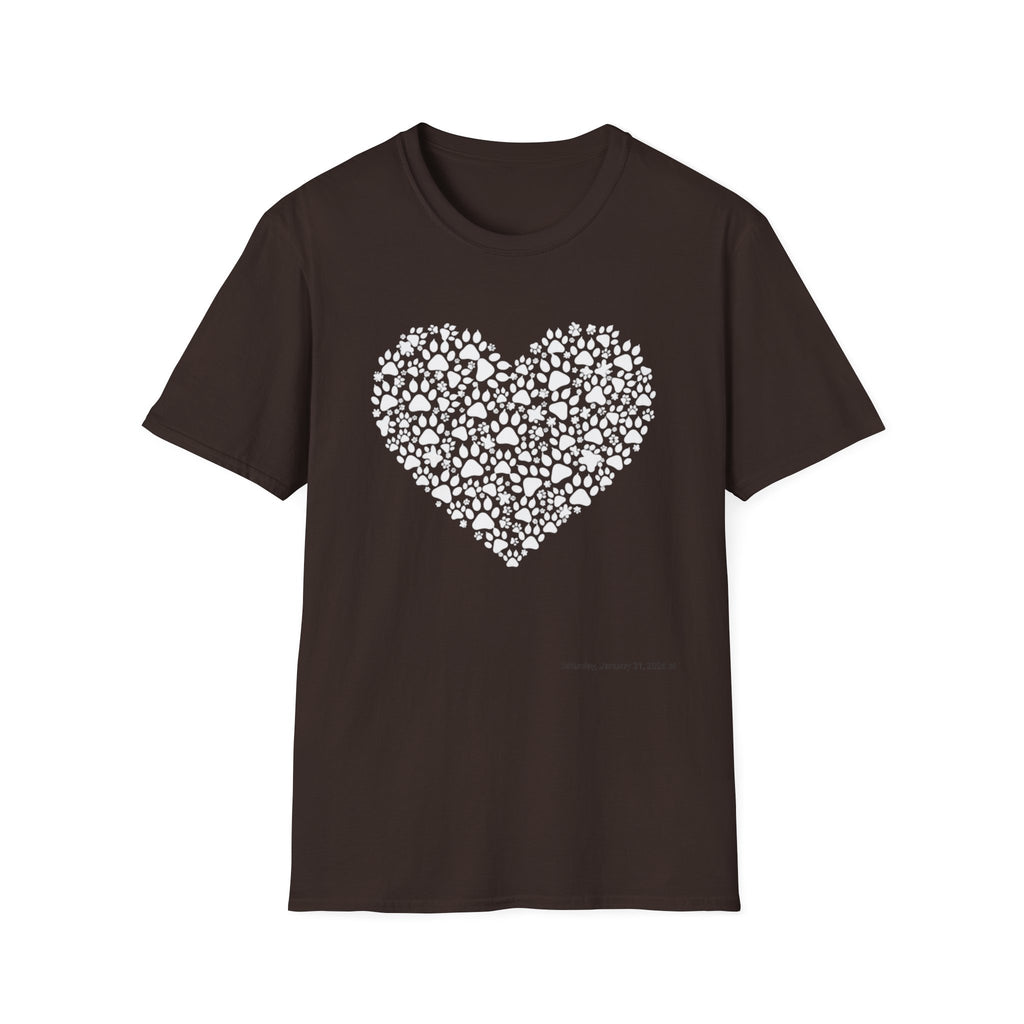 Paw Heart T-Shirt — White Doodle Paw Heart Graphic Tee