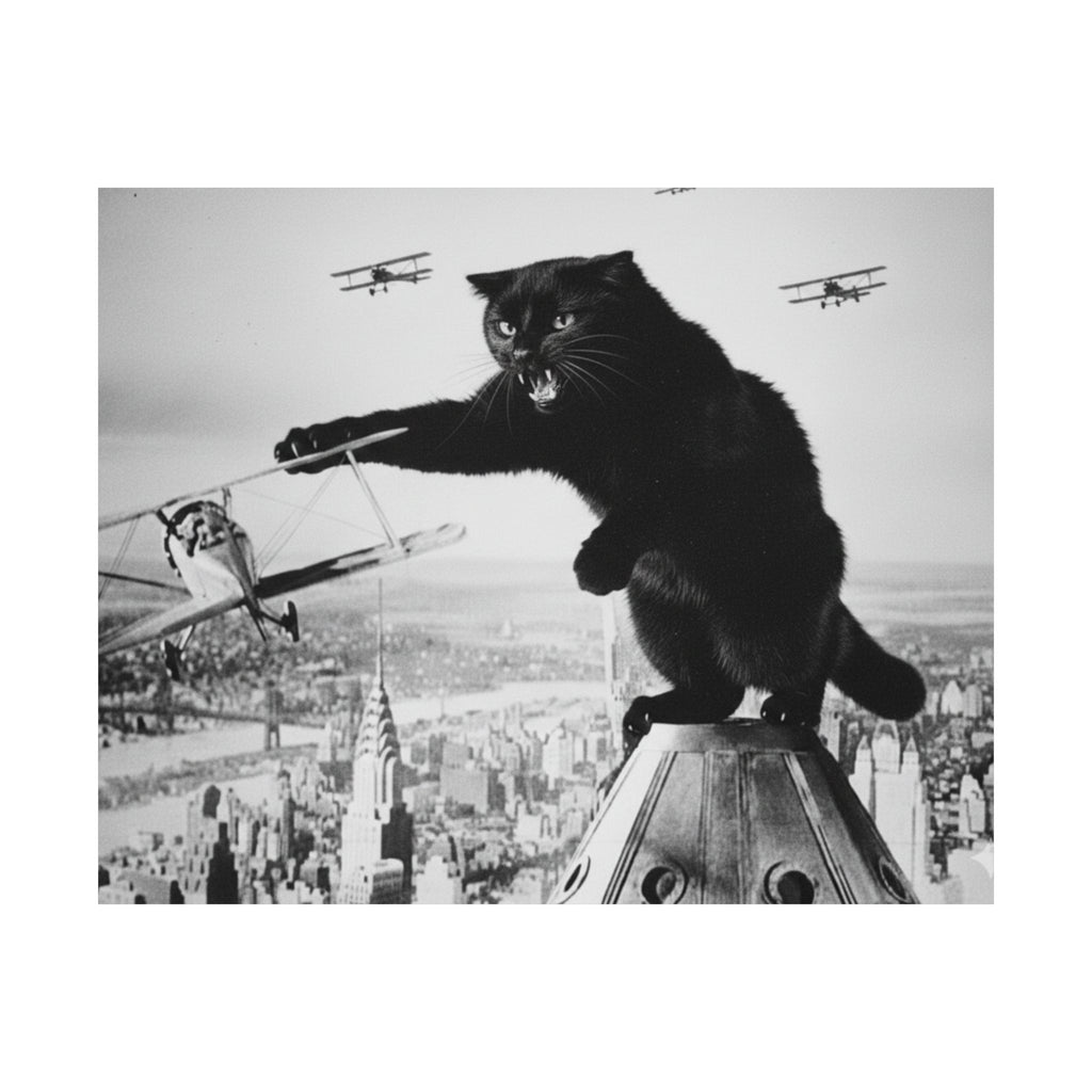 Vintage King Kong Cat Matte Poster — Retro Black Cat Wall Art