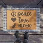 Doormat — "Peace Love Meow" Cat Welcome Mat