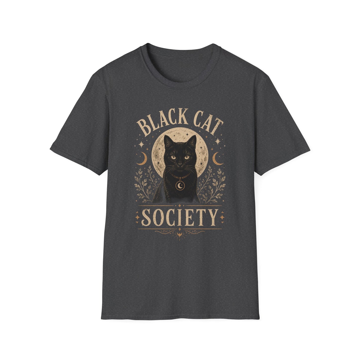 Black Cat Society T-Shirt — Vintage Moon & Mystic Cat Graphic Tee