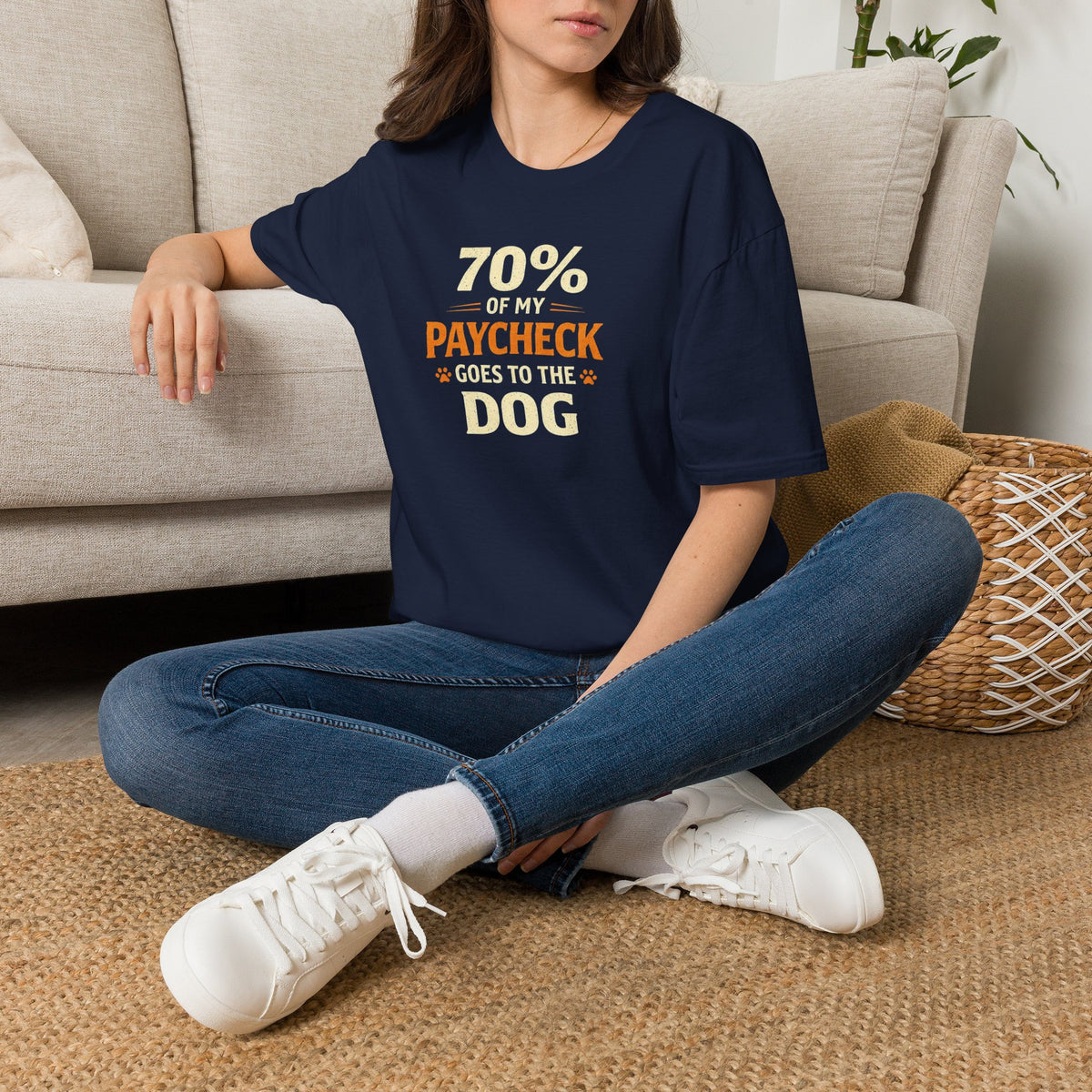 Dog Lover T-Shirt — "70% of My Paycheck Goes to the Dog" Funny Pet Owner Tee