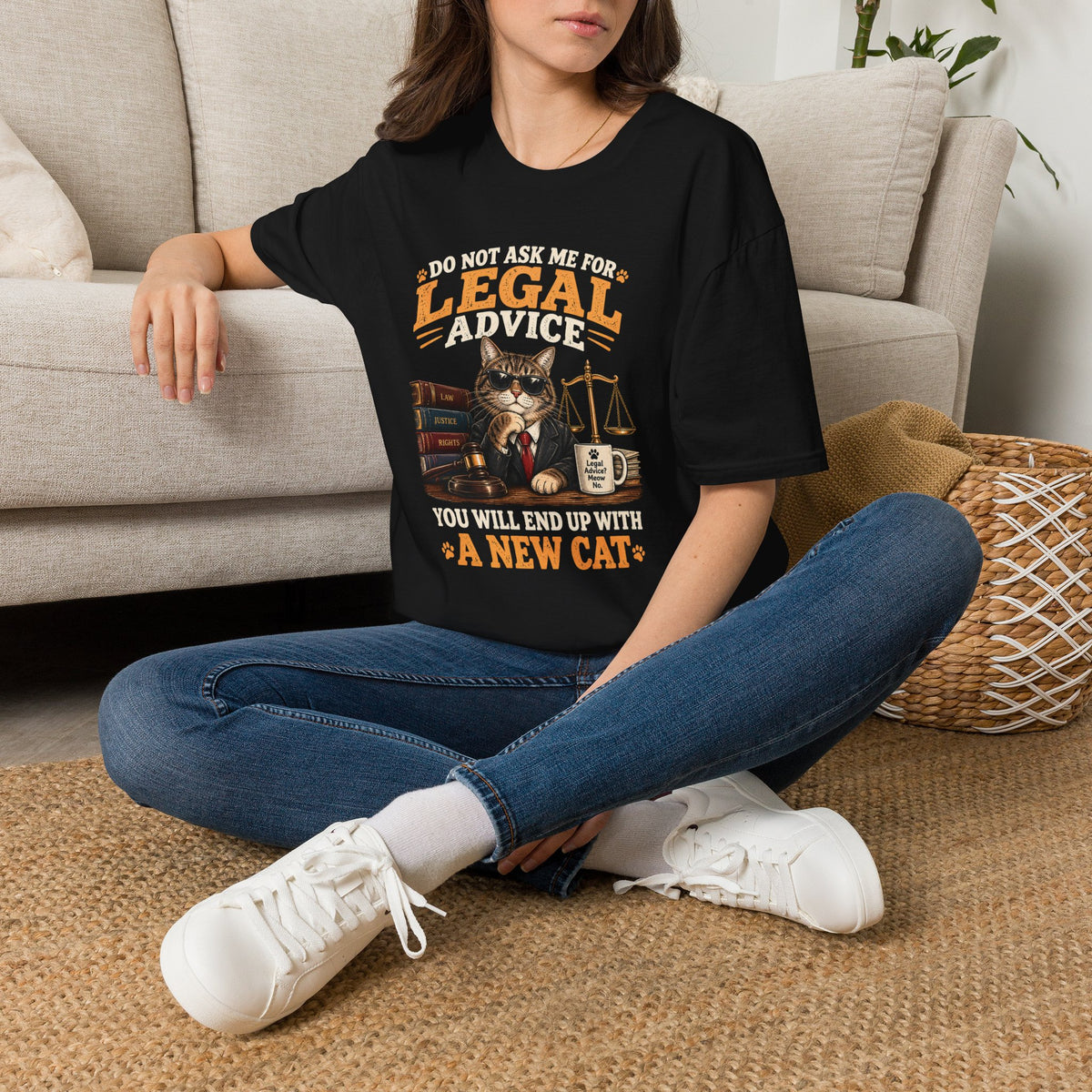 Cat Lawyer T-Shirt – "Do Not Ask Me For Legal Advice, You Will End Up With A New Cat"