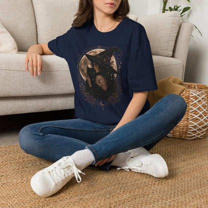 Witch Cat Moon T-Shirt – Gothic Witchcraft Graphic Tee