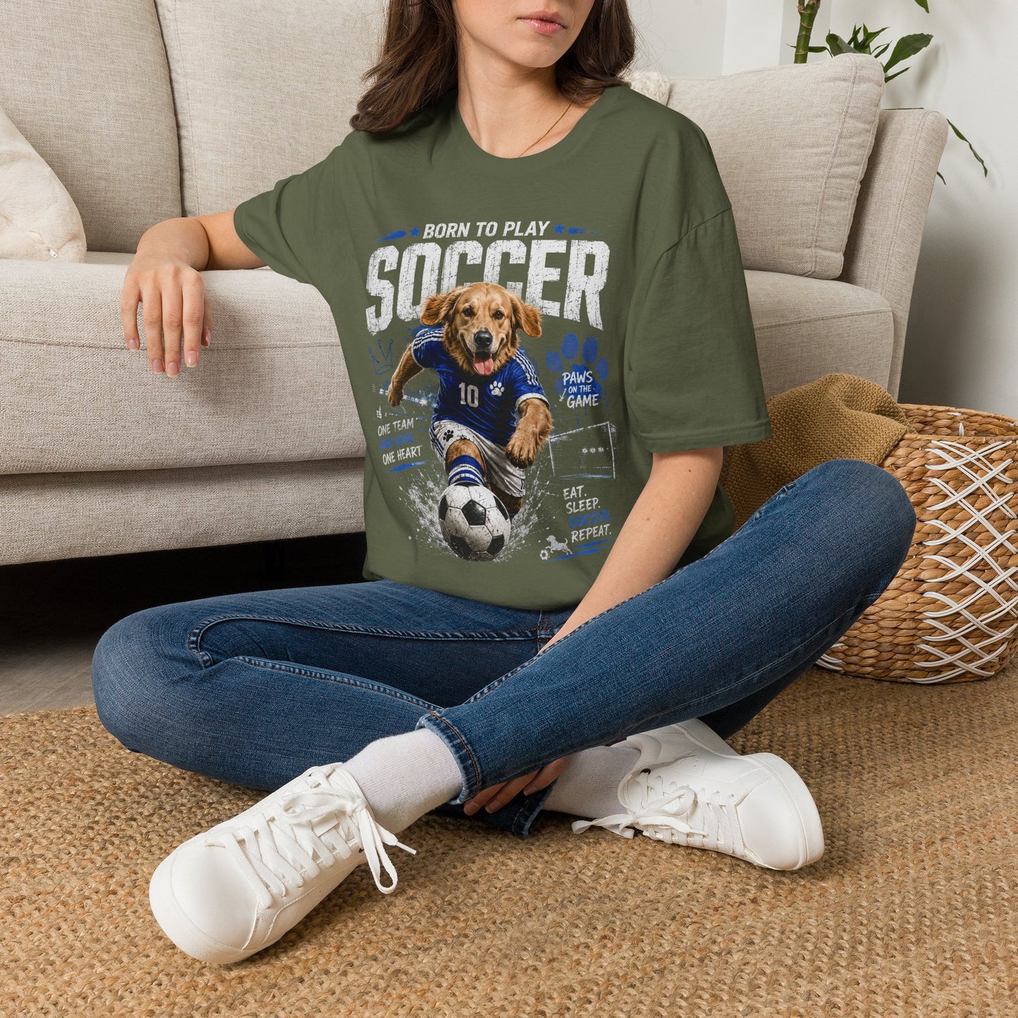 Born to Play Soccer T-Shirt — Golden Retriever Soccer Dog Design