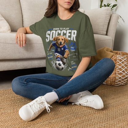Born to Play Soccer T-Shirt — Golden Retriever Soccer Dog Design