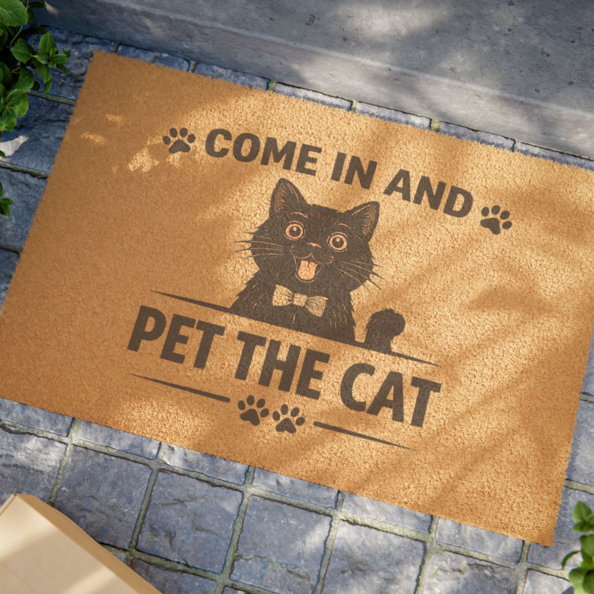 Doormat — "Come In And Pet The Cat" Decorative Coconut Coir Welcome Mat