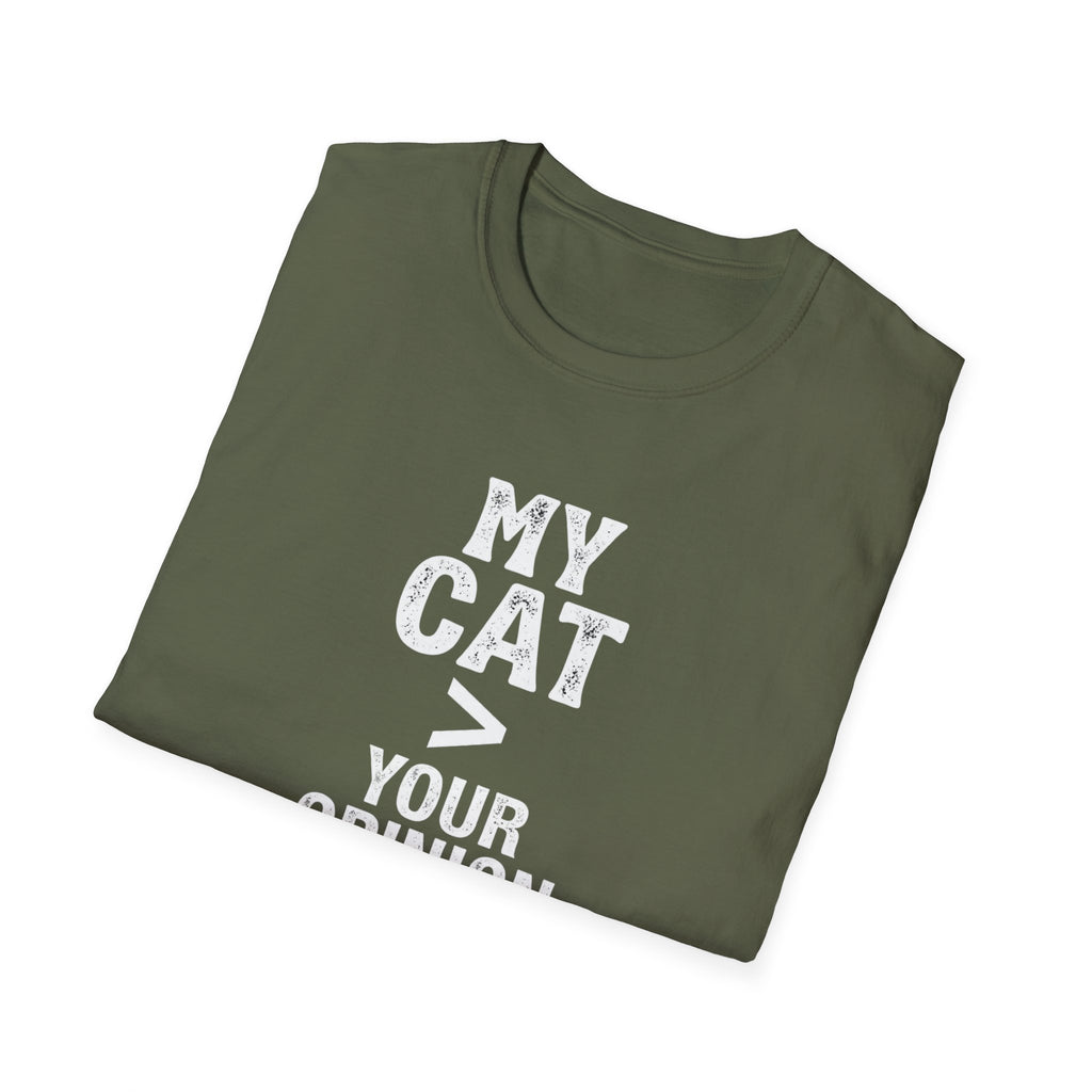 Cat Lover T‑Shirt — "My Cat > Your Opinion" Funny Pet Apparel