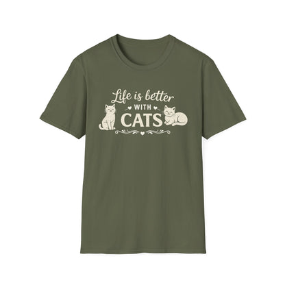 Camiseta "La vida es mejor con gatos" — Camiseta linda para amantes de los gatos