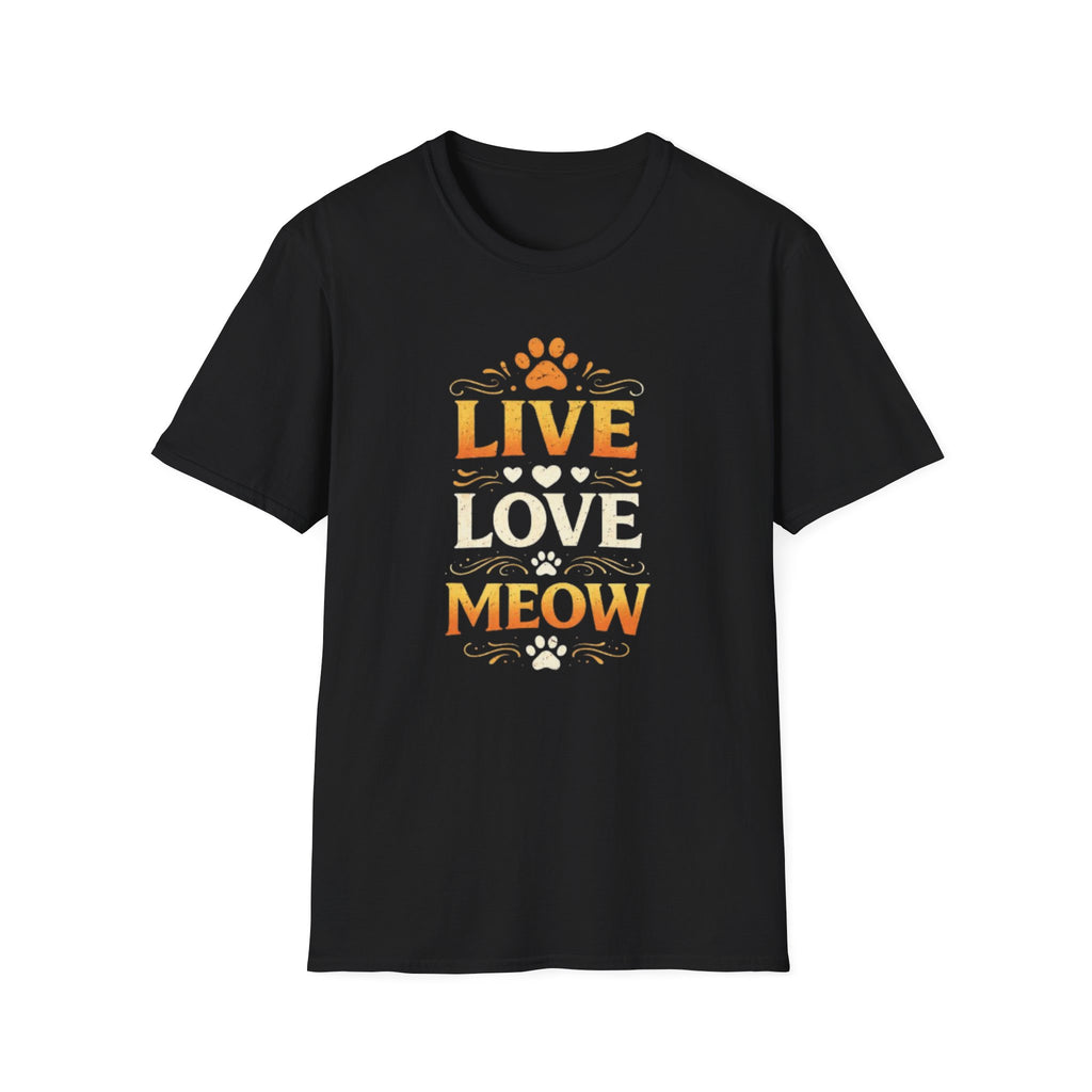 Camiseta "Live Love Meow": una linda camiseta con estampado de pata de gato para amantes de los gatos