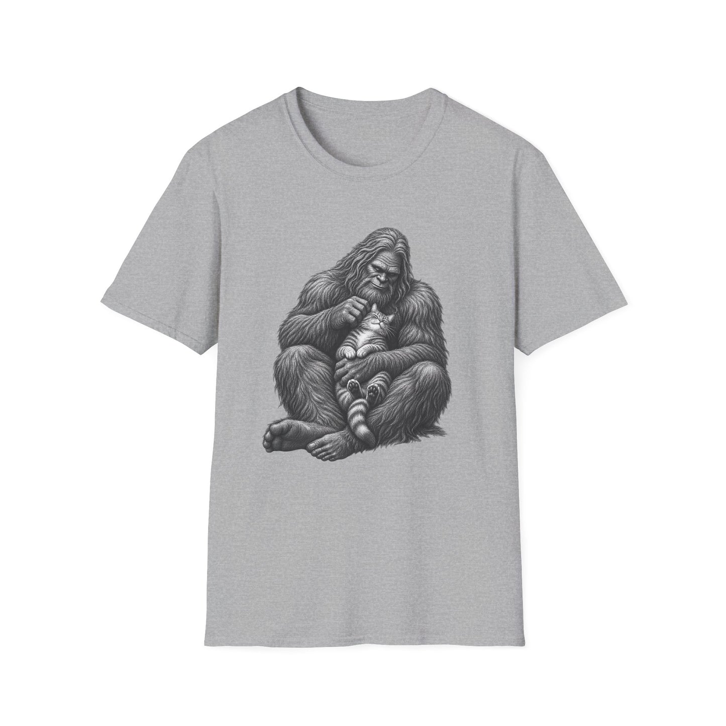 Bigfoot & Kitten T-Shirt — Cute Sasquatch Holding Cat Graphic Tee