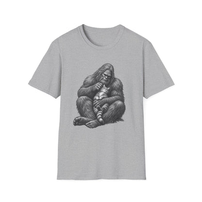 Bigfoot & Kitten T-Shirt — Cute Sasquatch Holding Cat Graphic Tee