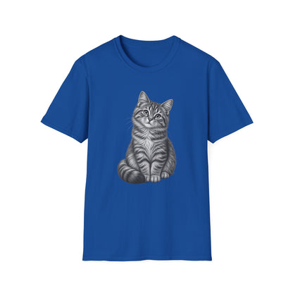 Cat Portrait T-Shirt — Realistic Gray Tabby Kitten Tee