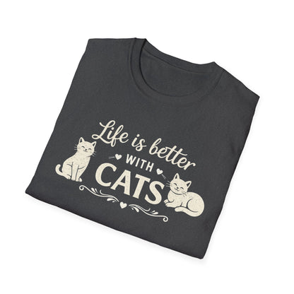 Camiseta "La vida es mejor con gatos" — Camiseta linda para amantes de los gatos