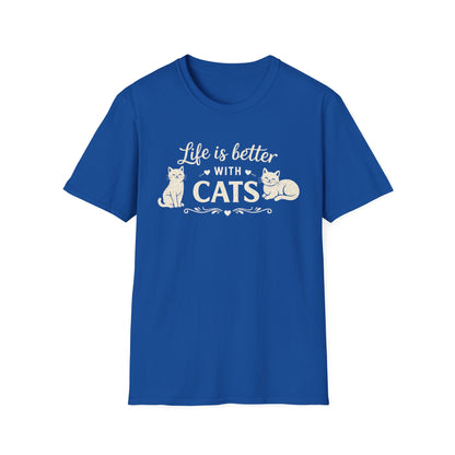 Camiseta "La vida es mejor con gatos" — Camiseta linda para amantes de los gatos