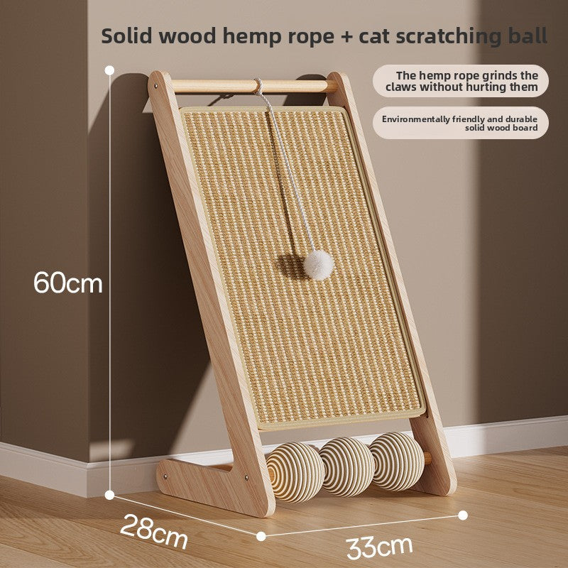 Vertical Solid Wood Cat Scratching Board with Sisal Pad