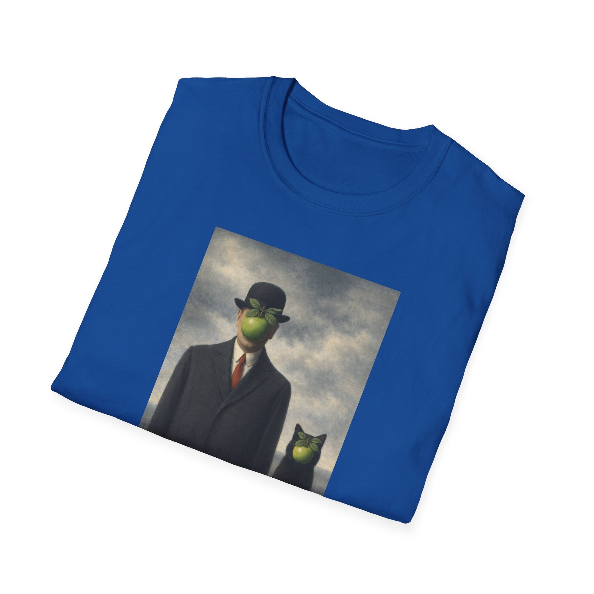 Surreal Magritte-Inspired Man with Apple T-Shirt — Vintage Surrealist Art Tee