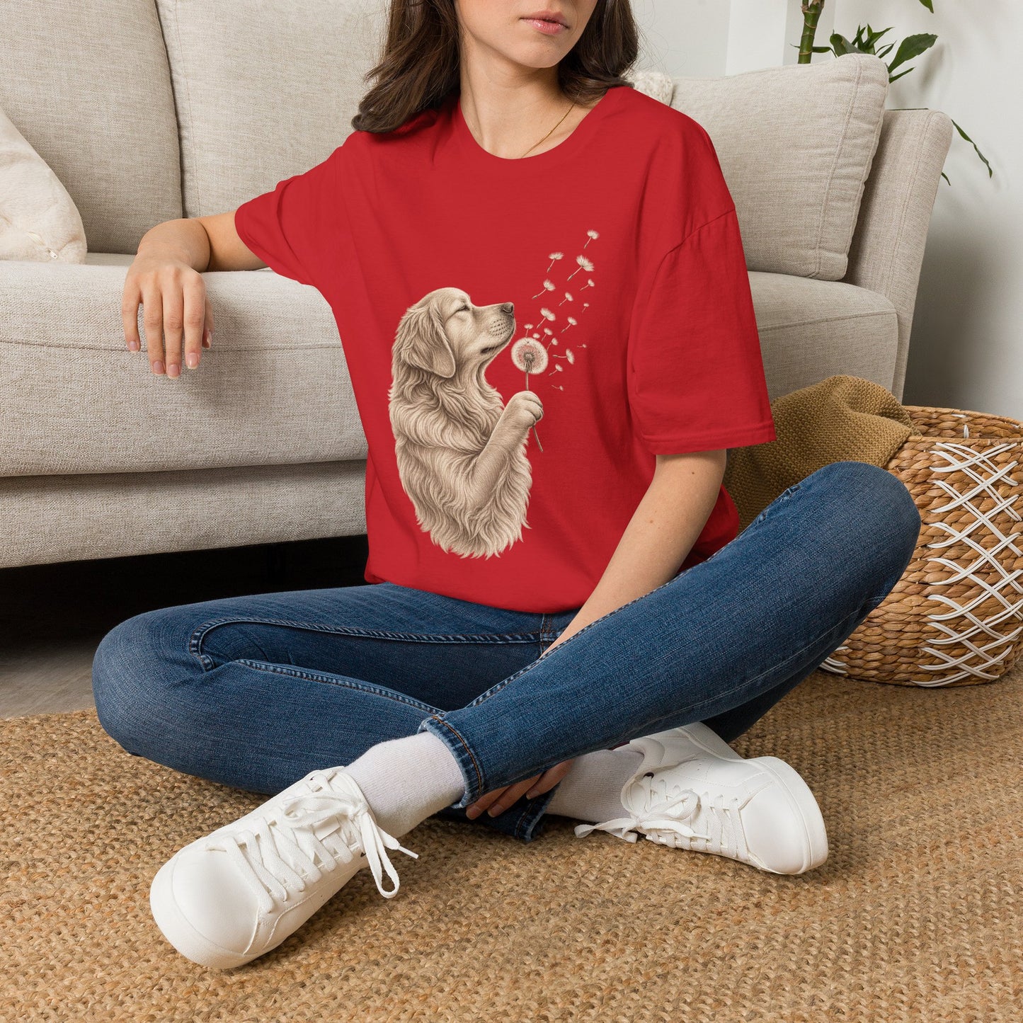 Golden Retriever Dandelion T-Shirt — Cute Dog Floral Tee