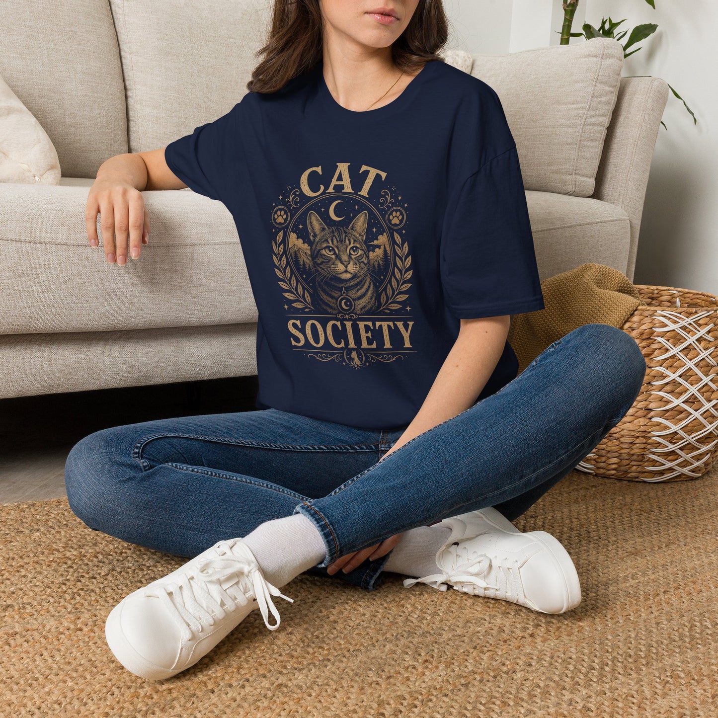 Cat Society T-Shirt — Vintage Cat Crest Graphic Tee