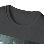 Camiseta Selfie Extraterrestre — Camiseta con gráfico de un lindo gato pelirrojo y un amigo OVNI