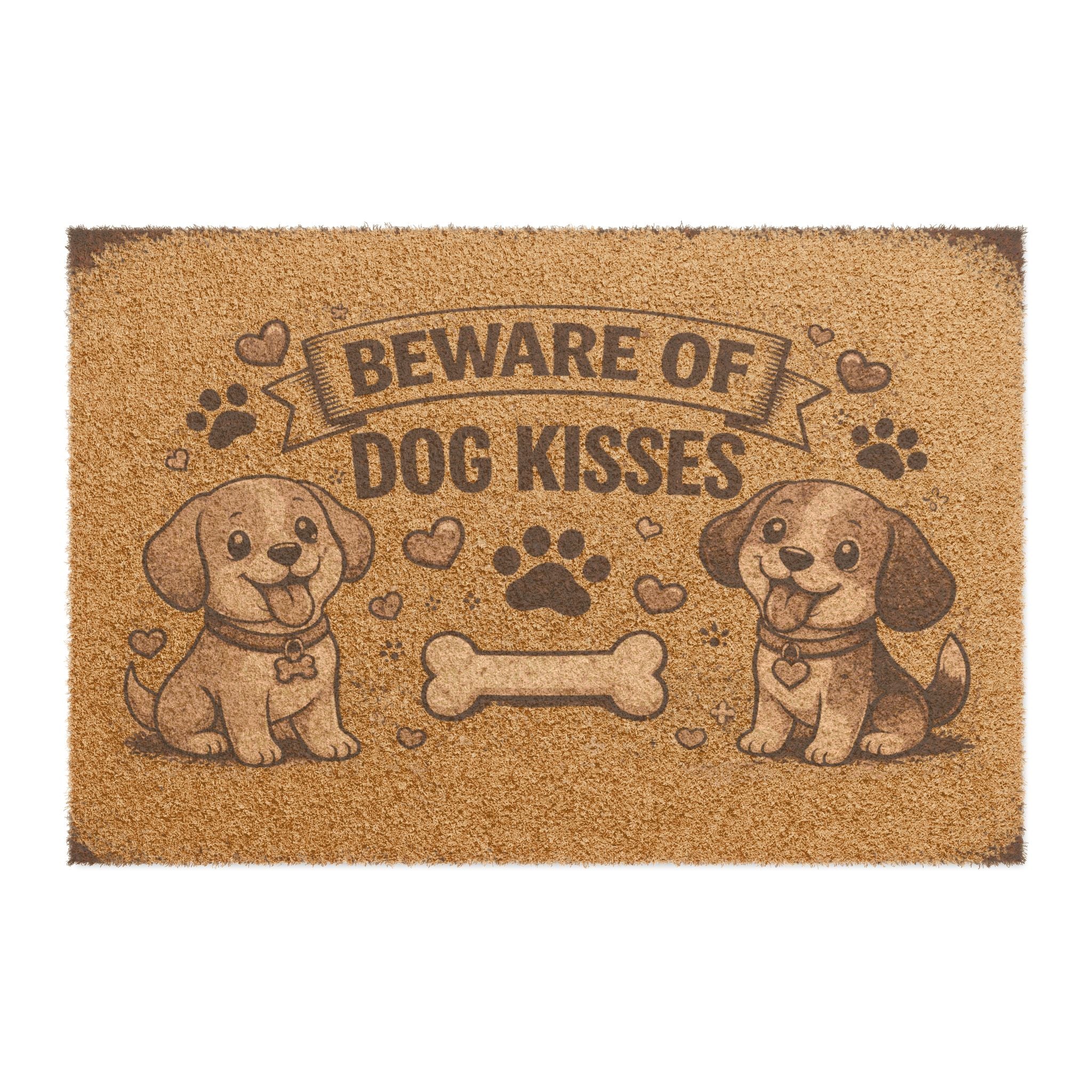 Beware of Dog Kisses Doormat — Funny Welcome Mat for Dog Lovers