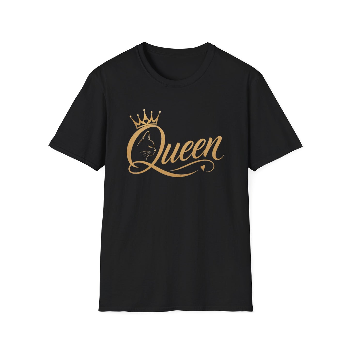 Queen cat lover T‑Shirt — Gold Crown Feminine Graphic Tee