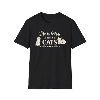 Camiseta "La vida es mejor con gatos" — Camiseta linda para amantes de los gatos