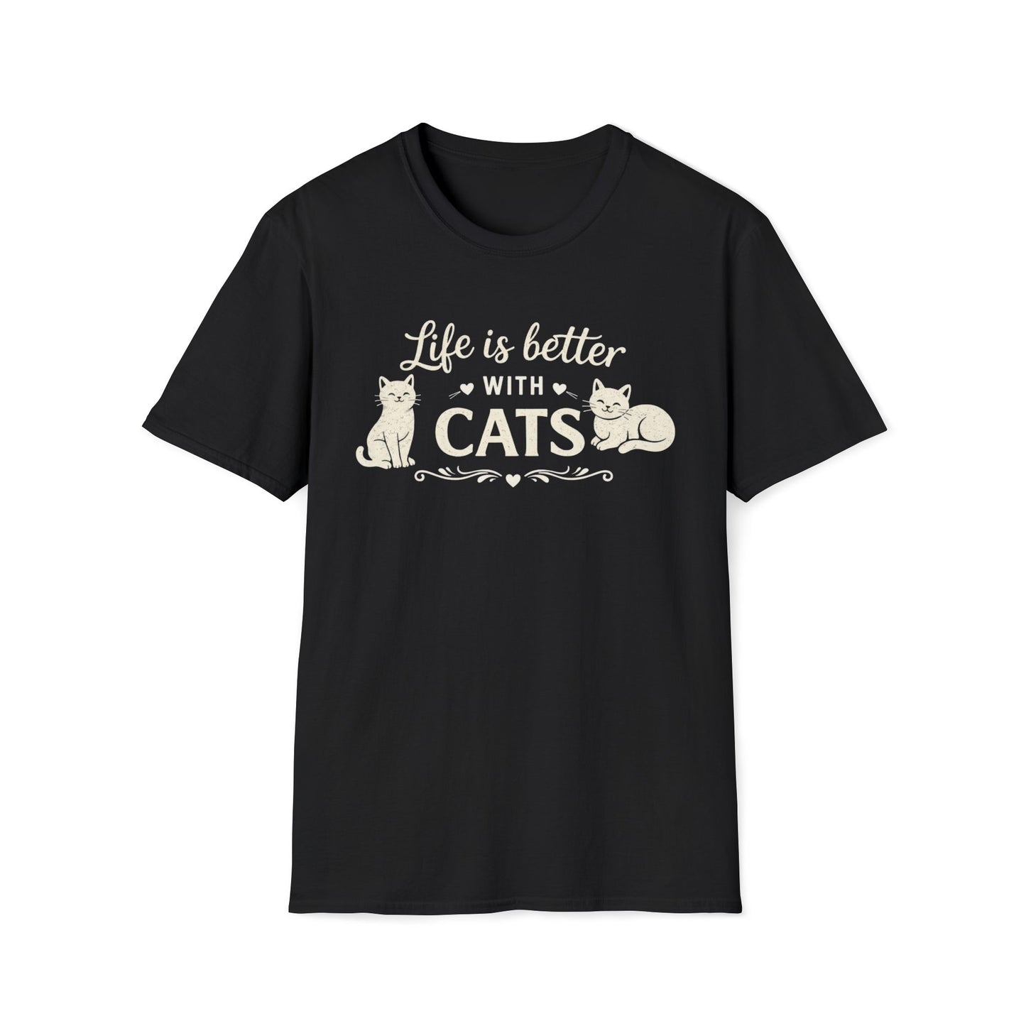 Camiseta "La vida es mejor con gatos" — Camiseta linda para amantes de los gatos
