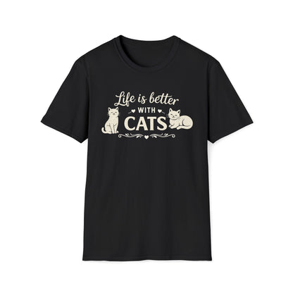 Camiseta "La vida es mejor con gatos" — Camiseta linda para amantes de los gatos