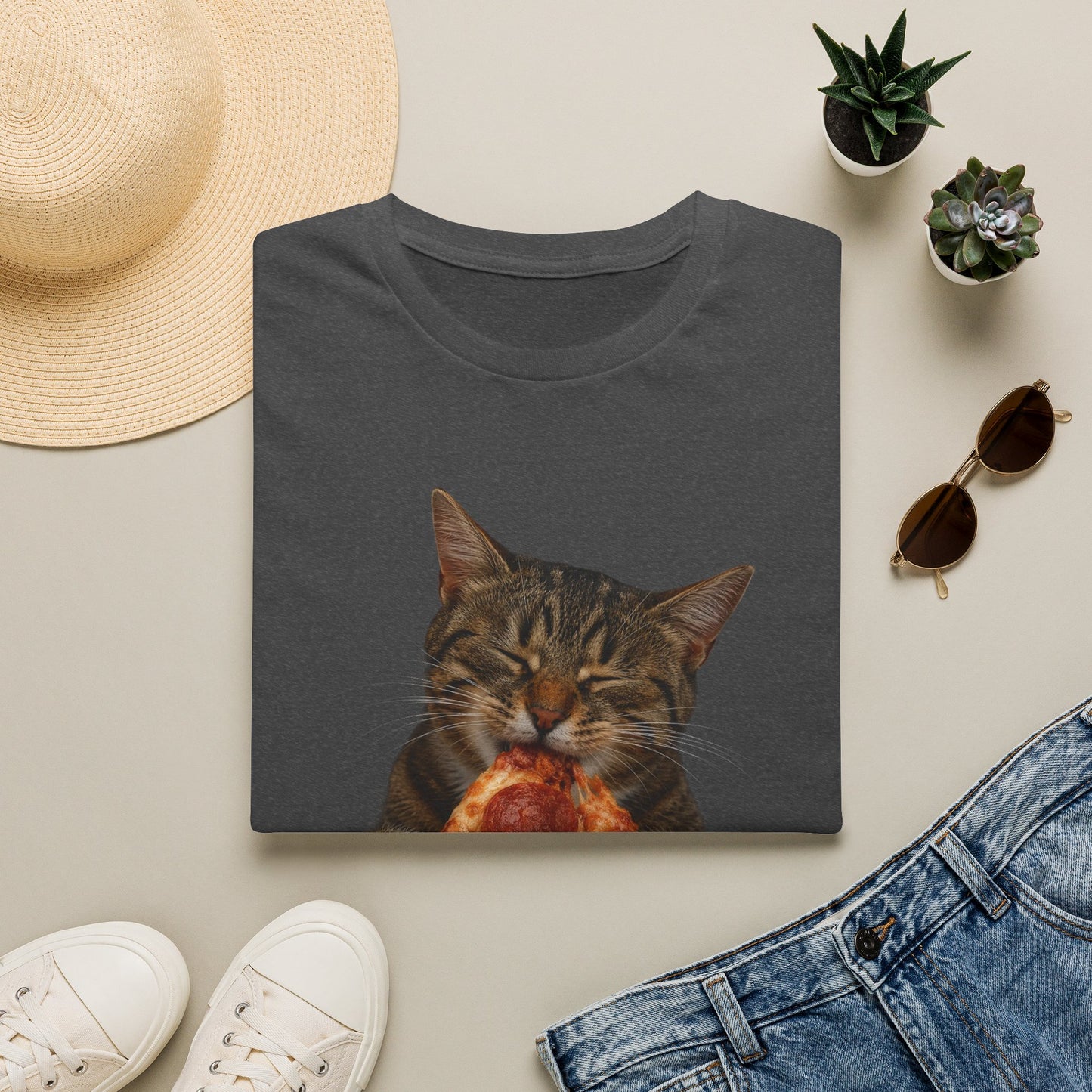 Cat Eating Pizza T-Shirt — Cute Pizza-Loving Cat Graphic Tee