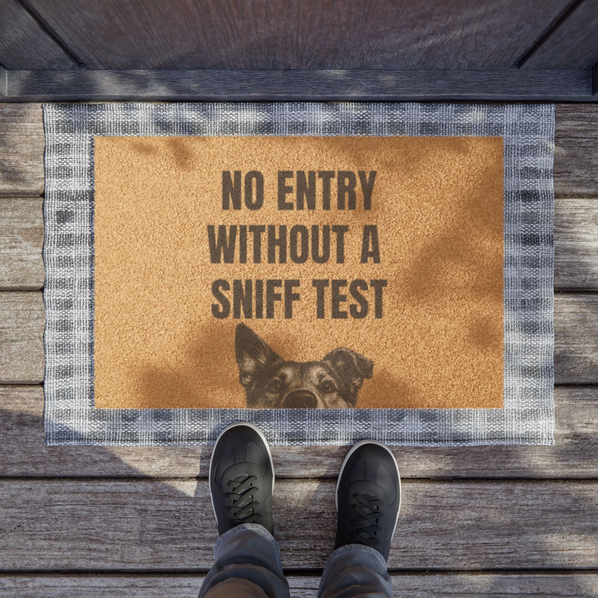 Doormat — "No Entry Without a Sniff Test" Funny Dog Welcome Mat