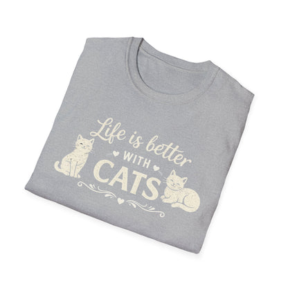 Camiseta "La vida es mejor con gatos" — Camiseta linda para amantes de los gatos