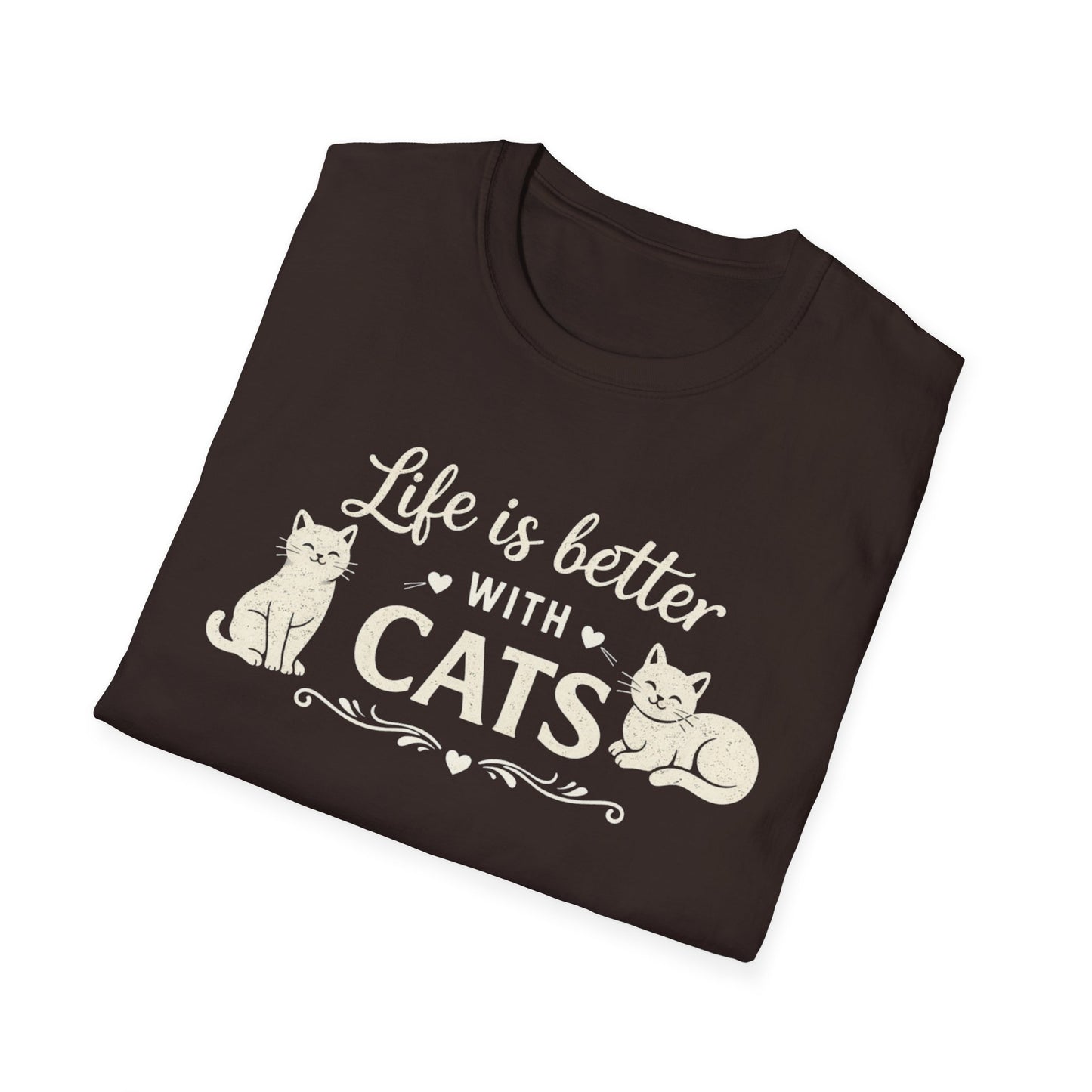 Camiseta "La vida es mejor con gatos" — Camiseta linda para amantes de los gatos