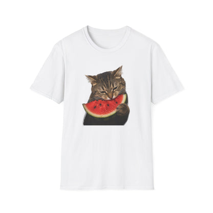 Cat Eating Watermelon T‑Shirt — Cute Summer Cat Graphic Tee