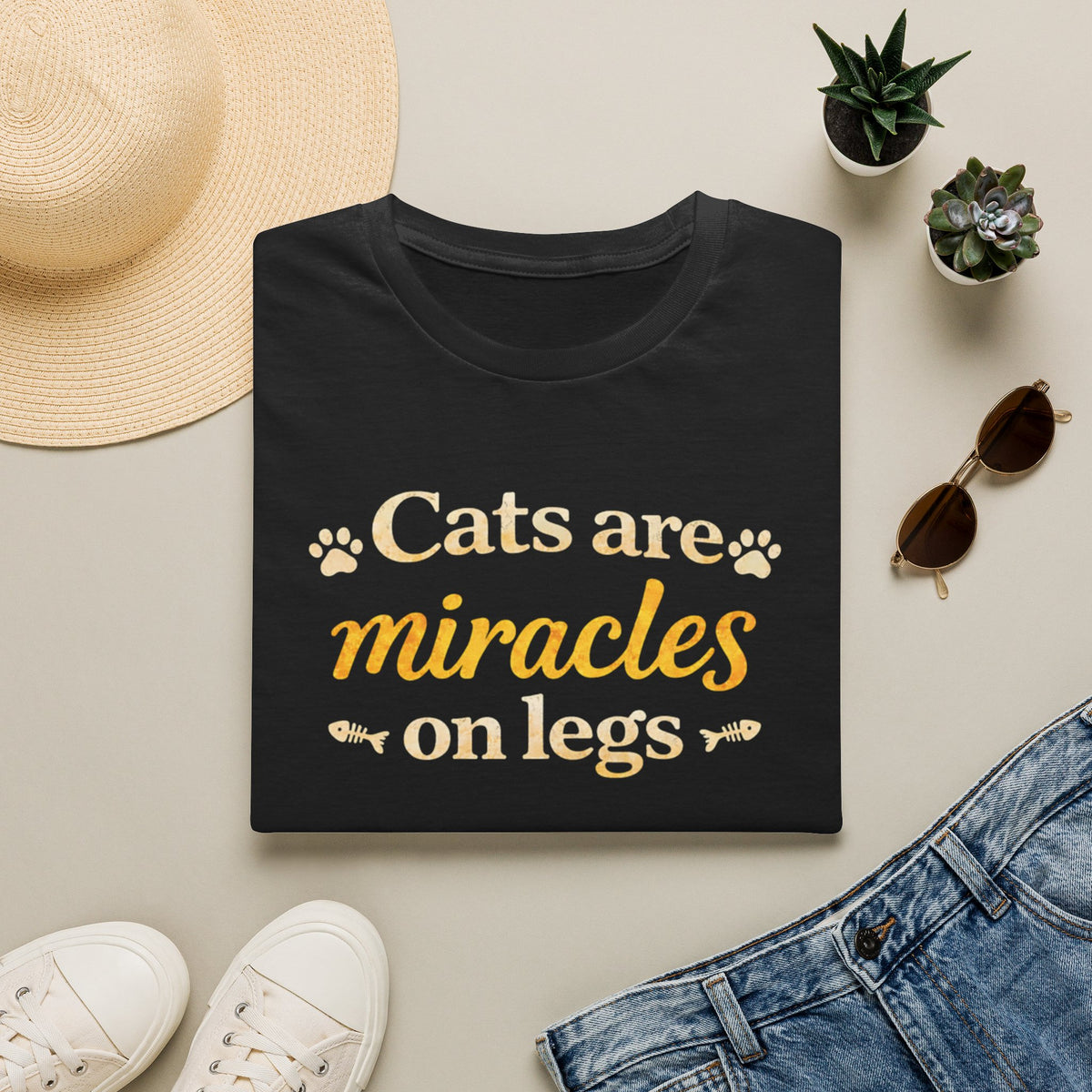 Cats Are Miracles On Legs T-Shirt — Funny Cat Lover Tee