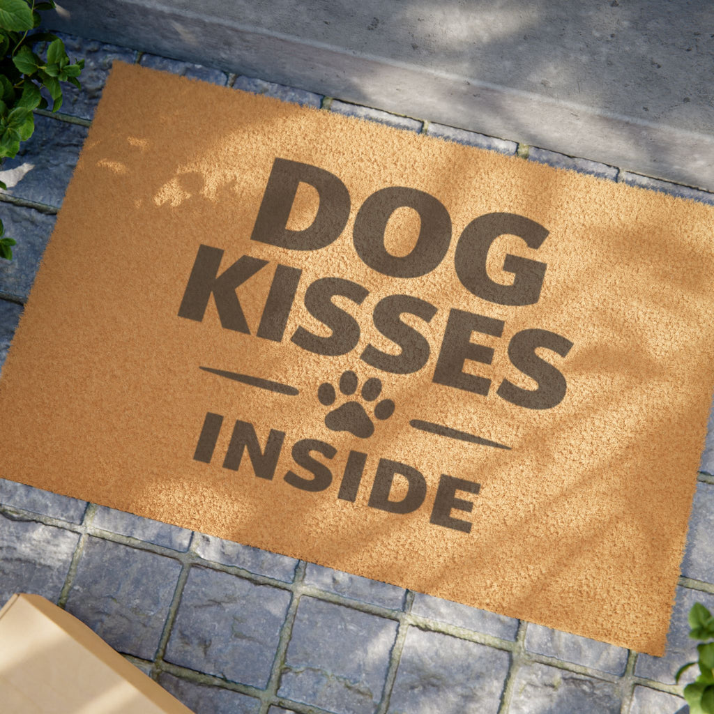 Dog Kisses Inside Doormat — Funny Paw Print Welcome Mat for Dog Lovers