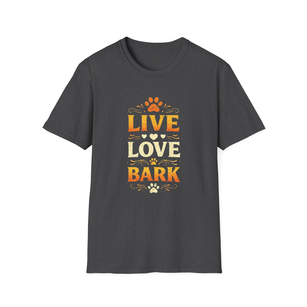 Live Love Bark T-Shirt — Funny Dog Lover Tee with Paw Prints