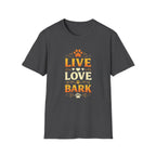 Live Love Bark T-Shirt — Funny Dog Lover Tee with Paw Prints